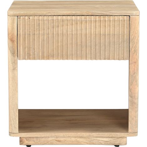 Table de chevet avec tiroir en bois clair manguier massif ALDA (1/4)