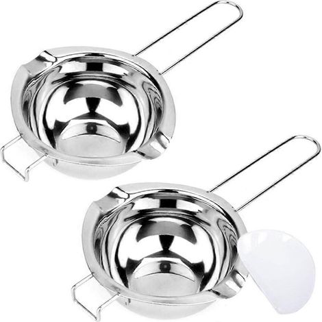 Lot de 2 bouilloires universelles à bain-marie de 400 ml en acier inoxydable, avec poignée résistante à la chaleur (1/5)