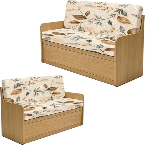 2 Ensembles de Housses de Coussin de Dinette pour Camping Car avec Impressions de Feuilles,Housses de Siège Extensibles,Housses de Canapé Lavables Générales,2 Housses Banc et 2 Housses Dossier (1/5)