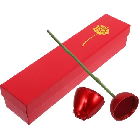 Boîte à Bague Rose Rouge, Coffret Bijoux Compact pour Demande (1/5)