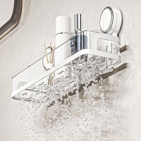 Support de douche à ventouse, étagère de rangement amovible et sans perçage pour salle de bain (1/3)