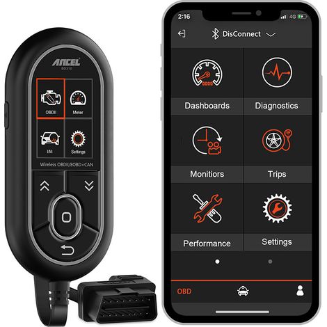 Scanner OBD2 Ancel BD310 Bluetooth – Diagnostic moteur automobile, tableau de bord digital temps réel, enregistrement trajets, outil compatible smartphone iOS & Android, tension 12V (1/5)