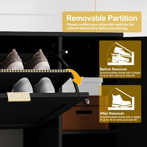 Meuble moderne pour les chaussures, avec un miroir. Il comporte 4 compartiments amovibles pour ranger les chaussures.  Couleur noire. Dimensions : B80/H147/T24 cm.