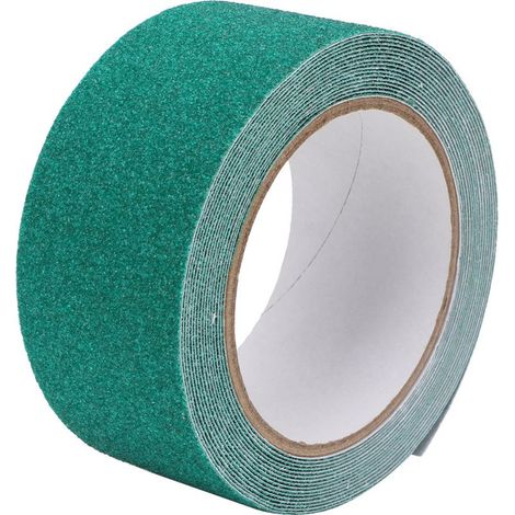 Ruban adhésif antidérapant en PVC, 5 m, grain de sable quartz, vert – pour sols, escaliers et zones à fort trafic