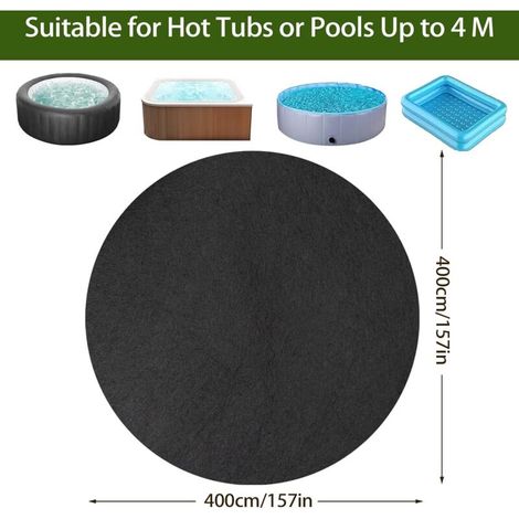 Tapis de sol rond 4 m pour piscine et spa – Antidérapant en feutre absorbant l'eau – Protection bain à remous – Facile à nettoyer et à ranger