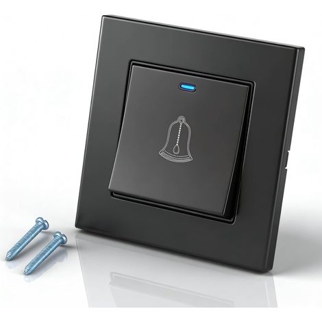 interrupteur de sonnette extérieur, 220-250V 16A bouton sonnette etanche 86 x 86 mm, sonnette mural à bouton-poussoir avec vis, doorbell bouton de pression encastré, pour maison hôtels et bureau (1/5)