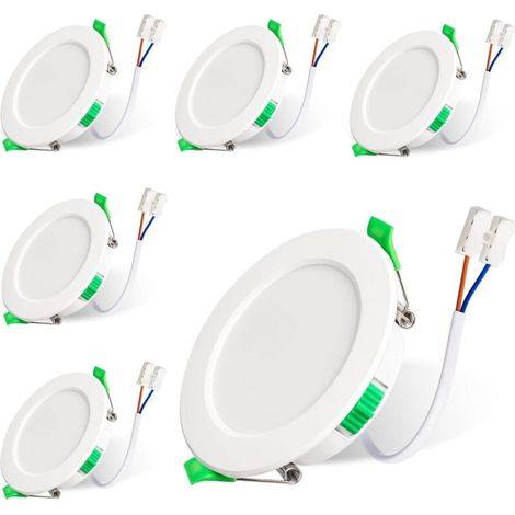 7W LED-Einbaustrahler  Deckenleuchte  230V, 6er-Pack, IP44, 3000/4000/6500K, Ø67-75mm Einbauöffnung  Haushalt (Bad/Küche/Wohnzimmer)