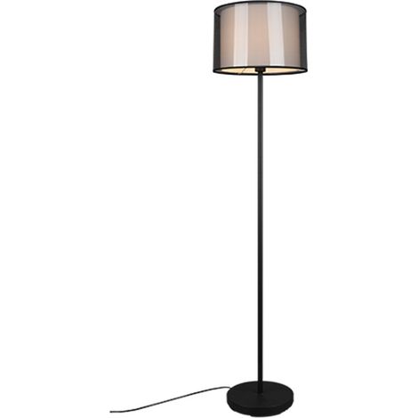 Lampadaire BURTON noir, abat-jour blanc Trio E27 150cm (1/5)