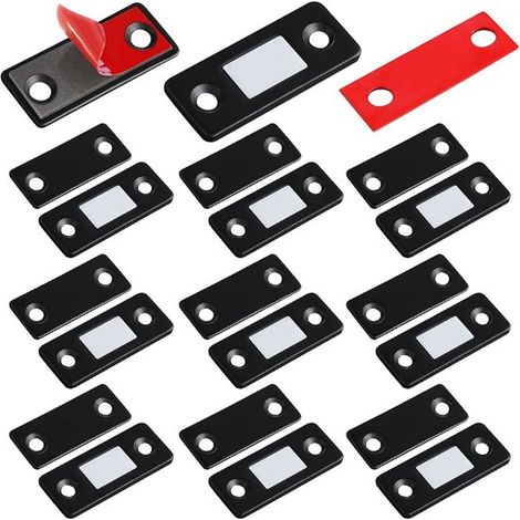 10er-Packung Magnetische Schranktürverschlüsse, selbstklebende Schubladenmagnete und -schließer, Schwarz. (1/5)