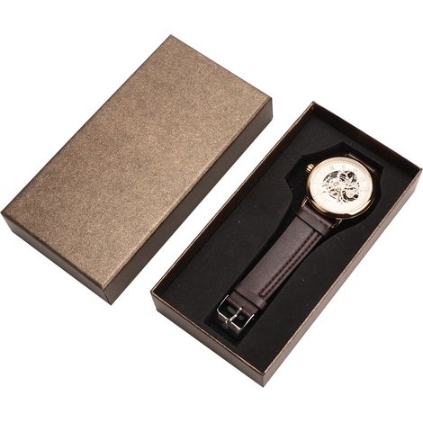 Montre Homme Mécanique Squelette Automatique Cadran Blanc Boîtier Or FORSINING