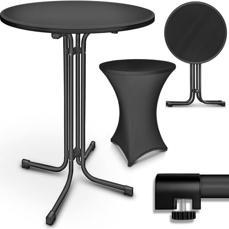 tillvex Tavolo da bar gastro pieghevole Ø60cm nero Tavolo da bistrot completamente assemblato Tavolo pieghevole rotondo - tavolo da festa resistente alle intemperie Tavolo da giardino per interni e