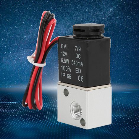 Électrovanne à action directe pour eau, air et huile, 2 positions, 3 voies, corps en alliage d'aluminium, G1/8 po (DC12V) (1/5)