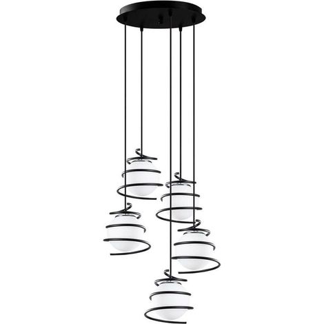 Lámpara de techo colgante “Model 6” de cinco luces (5xE27) – Negro