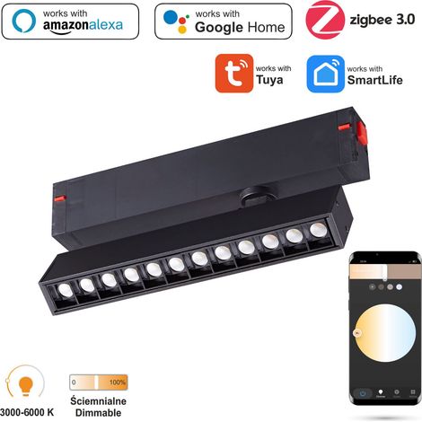 Faretto lineare a LED regolabile con griglia WiFi Zigbee da 9W per binari magnetici SMART TRACK 230VAC 3000-6000K dimmerabile (1/5)