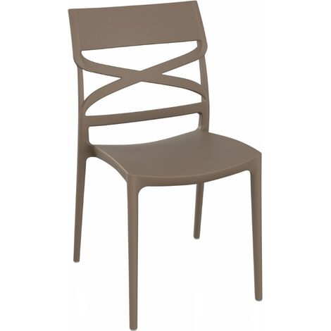 Silla de polipropileno color tórtola con respaldo cruzado - Flow (1/4)