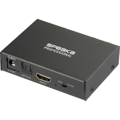 SpeaKa Professional SP-HDS-300 2 Port HDMI-Splitter Ultra HD-fähig, mit eingebautem Konverter, mit A