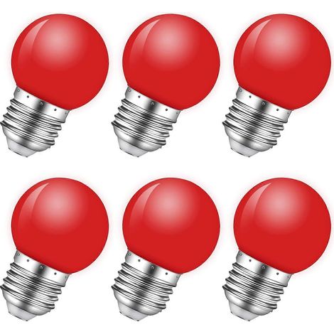 Ampoule rouge Ampoule LED rouge 1W E26 Petites ampoules colorées pour intérieur et extérieur (1/5)