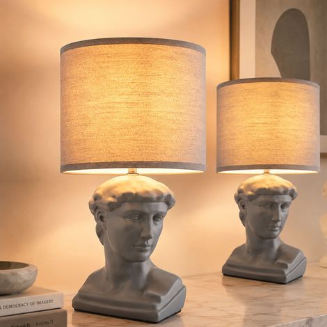 2 lampade da tavolo, lampada da camera da letto, interruttore, ceramica, tessuto, H 33 cm (1/5)