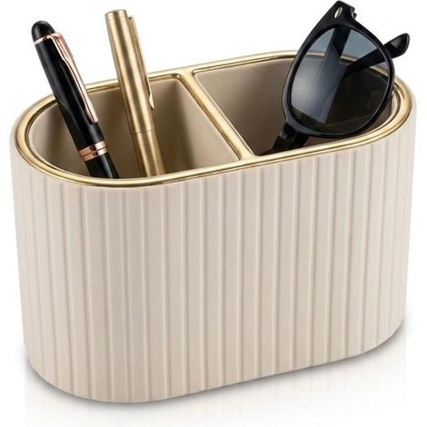 Pot à crayons ovale - Organiseur de bureau - Beige (1/5)