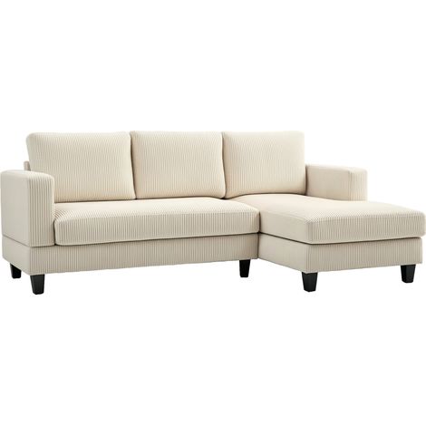 Canapé d’angle 3 places ASEL velours beige (1/5)