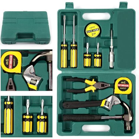 12-teiliges Handwerkzeugset für den Heimgebrauch – Heimwerker-Werkzeugset mit Aufbewahrungskoffer – Enthält die wichtigsten Werkzeuge für alltägliche Reparaturen – Ideal für den Heimgebrauch (1/5)