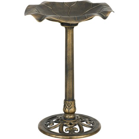 Vintage 71cm Bird Bath for Garden - Standing Pedestal with Lotus Leaf Basin, Decorative Bronze Outdoor Bird Bath Bowl (1/5)