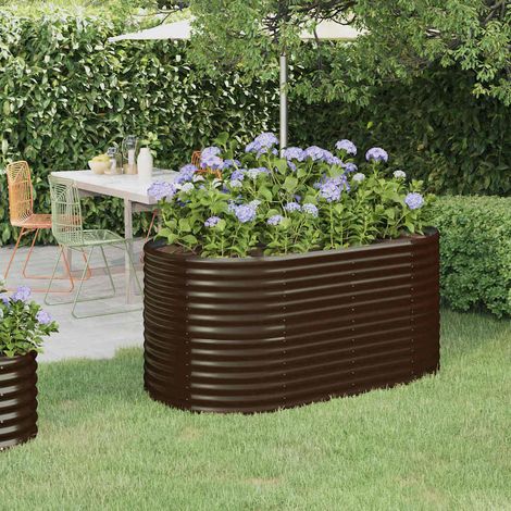 Jardinière - Balconnière à fleurs Acier enduit de poudre 152x80x68 cm Marron BV835530 - BonneVie (1/5)