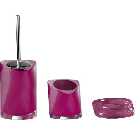 TWIST SET 3 PEZZI PER  BAGNO,  Porta saponetta Rubino, porta spazzolini bagno da appoggio e scovolino bagno, IN RESINA