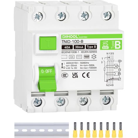 RCD disjoncteur de type B 40A 30MA 4 pôles DC 6MA chargeur de véhicule électrique (1/5)