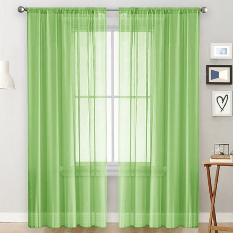 Rideaux 2 pièces vert perforé semi-occultant 106x213 cm pour salon chambre balcon (1/5)