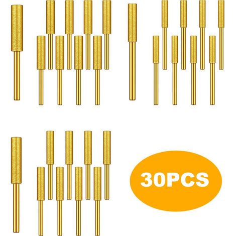 Set di 30 punte diamantate per sega, punte da taglio diamantate placcate in titanio ad alta durezza per smerigliatrice angolare, motosega elettrica, gioielli, pietra, 5/32, 3/16, 7/32 pollici (oro)