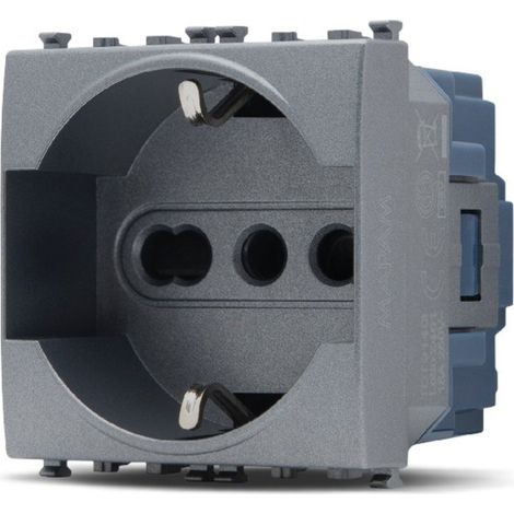Frutti elettrici compatibili con supporti Vimar Arké grigio scuro interruttore presa pulsante schuko deviatore Presa Schuko