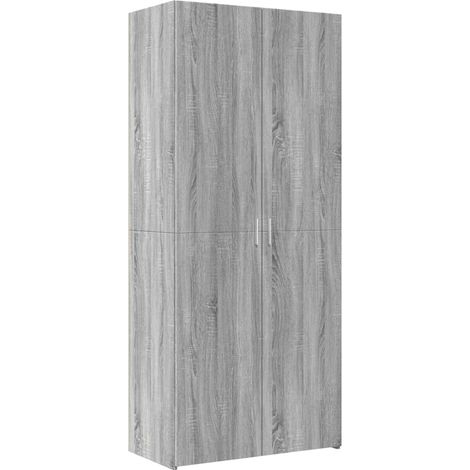 Buffet bahut commode armoire meuble de rangement organisateur cuisine salle de séjour salon haut sonoma 80 x 42,5 x 185 cm bois d'ingénierie gris (1/5)