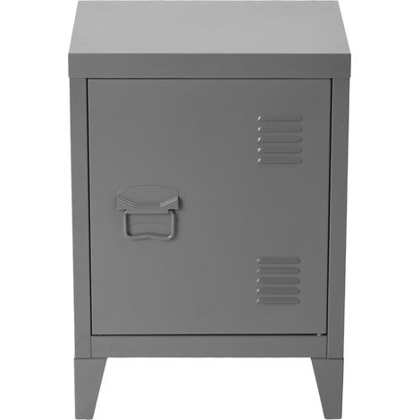 FurnitureR Büro-Aufbewahrungsschrank, kleiner Aktenschrank, Metallschrank mit flächenbündigen Türen, 2 Fächer, grau