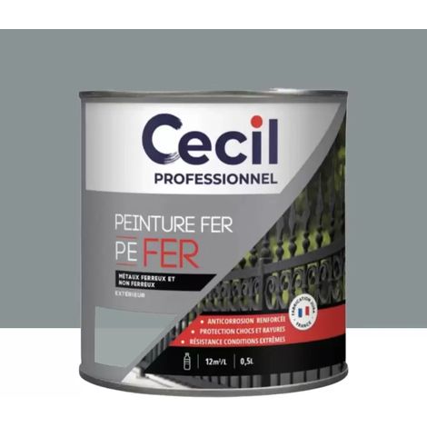 Peinture Fer Glycéro Cécil Professionnel PE FER Gris Galet Brillant 0,5 L (1/3)