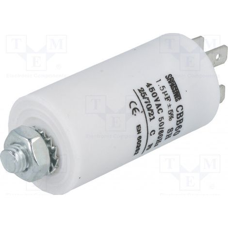 Motore di lavoro condensatore 1,5uf 450vac 25x58mm Faston Y M8 12ag022 Ct1,5mf450v/faston