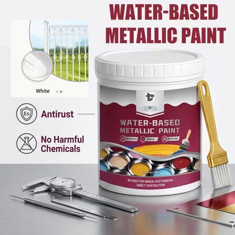 Peinture antirouille métal blanche à l'eau 300 g avec pinceau et gants (1/3)