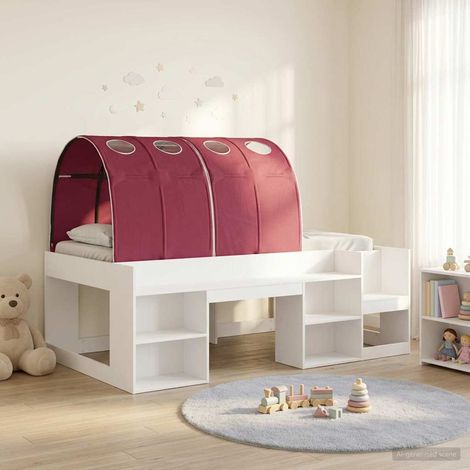 vidaXL Letto con Tunnel 3 pz Bianco e Rosso Legno ingegnerizzato (1/5)