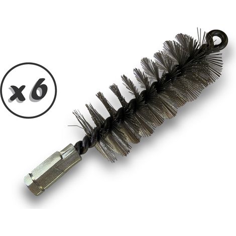 Lot de 6 Brosses à tube PRO INOX Ø 50 mm Raccord M12175 femelle Ame en acier torsadé Nettoyage brossage tube et canalisation Kibros 41SCI50x6