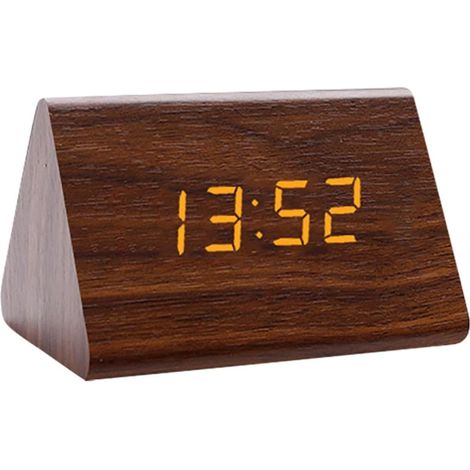 Horloge numérique Horloge de chevet électrique Grand écran, contrôle du son, horloges électriques en bois pour chambre à coucher, accessoires de bureau (1/5)