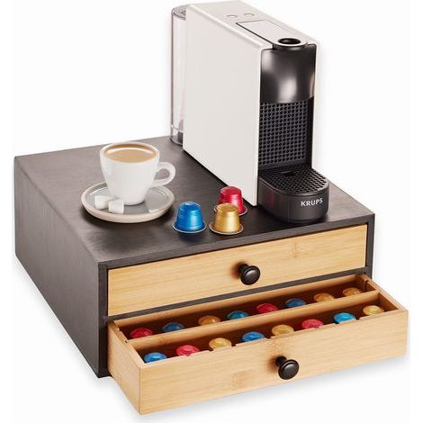 Pod-Aufbewahrungsbox – Schubladen für Kaffee und Tee – Aufbewahrung für 72 Pads – Kapseln jeder Marke – 4 verstellbare Trennwände (1/5)