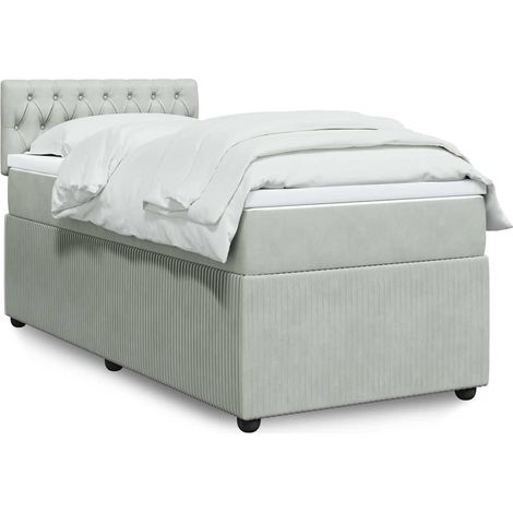 Boxspringbett mit Matratze Hellgrau 100x200 cm Samt