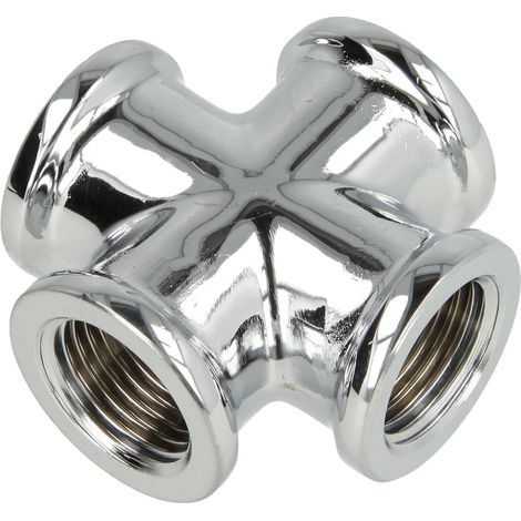 Croix FF/FF/FF/FF 3/8'' laiton chromé