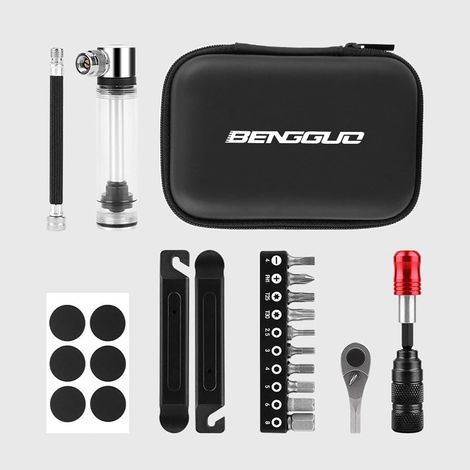 All-in-one bicycle repair kit with mini pump and puncture repair kit – Cycling accessories and mountain bike equipment (1/5)
