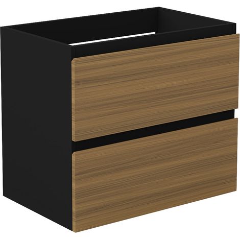 Unterschrank Badmöbel Badschrank Waschbeckenunterschrank 50cm Mattschwarz+Matt-Nussbaum TYP1 (1/5)
