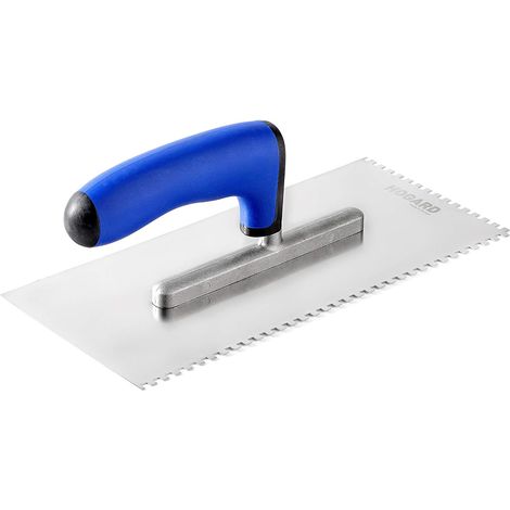 1 - Truelle Crantée - Acier Inoxydable - Denture 4x4 mm - Pour Enduit Plâtre Et Chaux - Finition Lisse - Manche Antidérapant - Argent