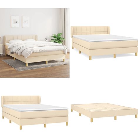 Boxspringbett mit Matratze Creme 140x200 cm Stoff - Boxspringbett - Doppelbett - Cremefarbenes Bett - Bettenrahmen - Lattenrost - Home & Living (1/5)