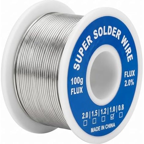 Étain à Souder 1mm 100g, Fil de Soudure avec Noyau de Colophane, Soudure Électronique pour Réparation de Circuits Imprimés et Composants Électriques (1/5)