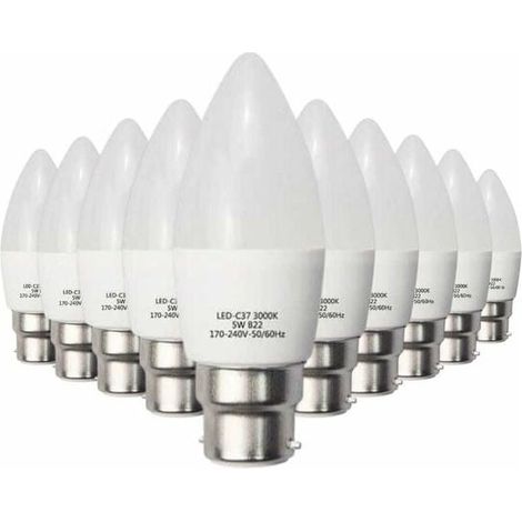 Ampoule B22 LED 6W 220V C37 180° - Pack de 10 / Blanc Chaud - SILUMEN (Réf. produit : 92866991 Réf. Offre : B2214) (1/4)