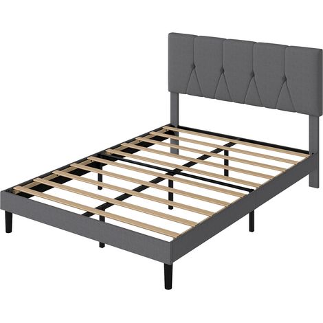 Levede Double Bed Frame Upholstered Linen Fabric Wooden Slats with Headboard